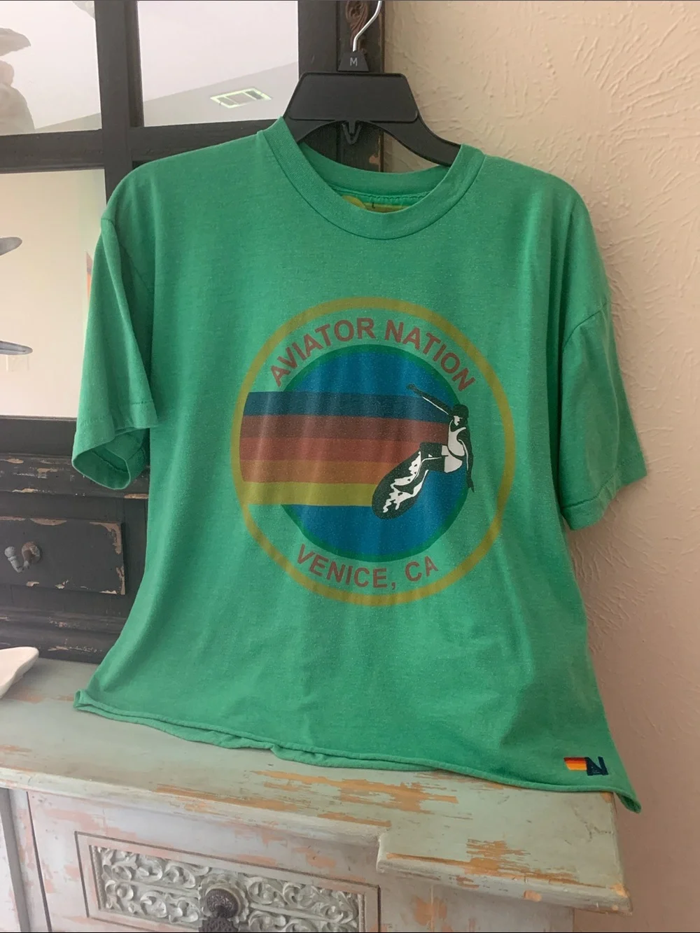 Aviator Nation Green Surfer Circle Graphic Tee - Picture 1 of 4
